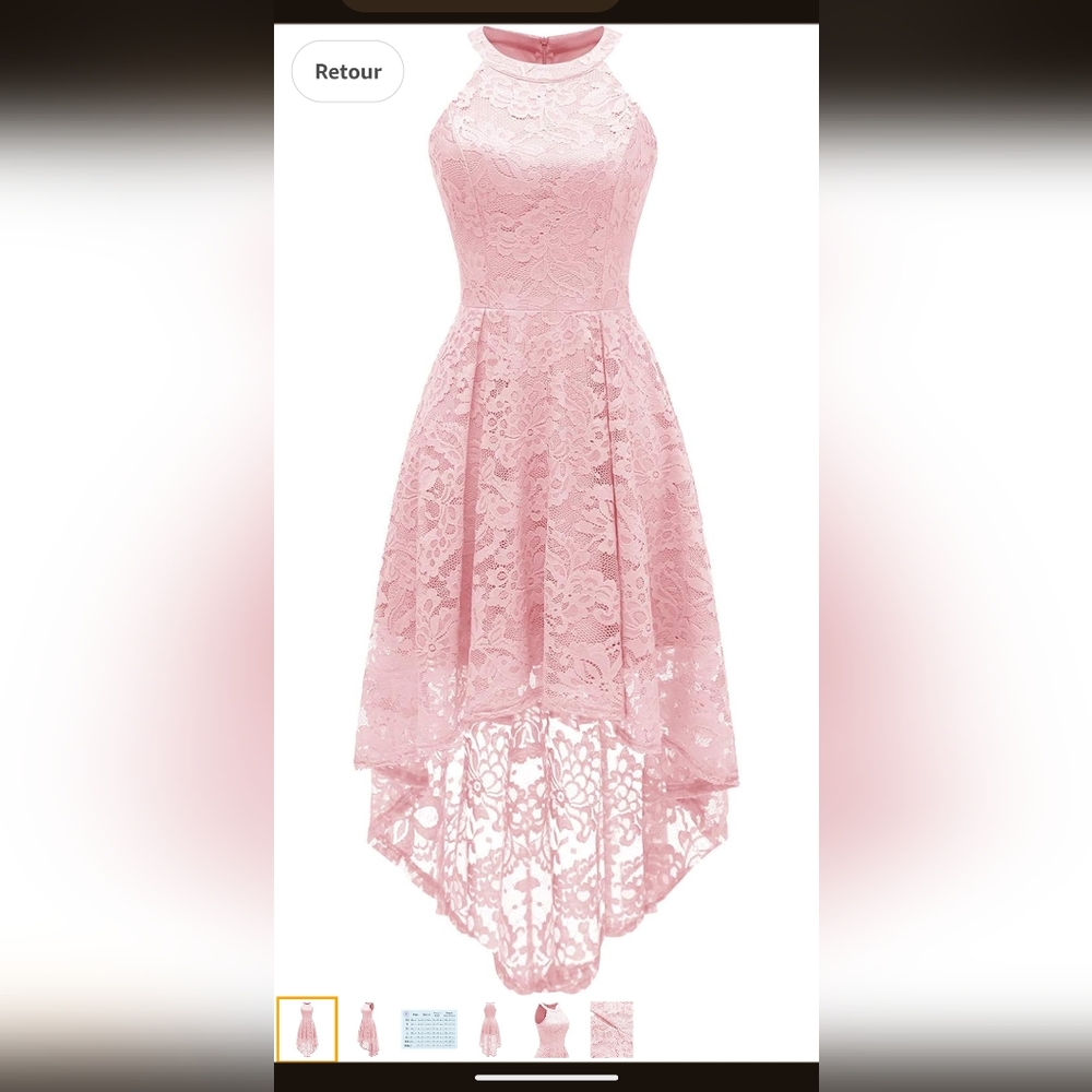 Sleeveless Pink Lace High-Low Dress